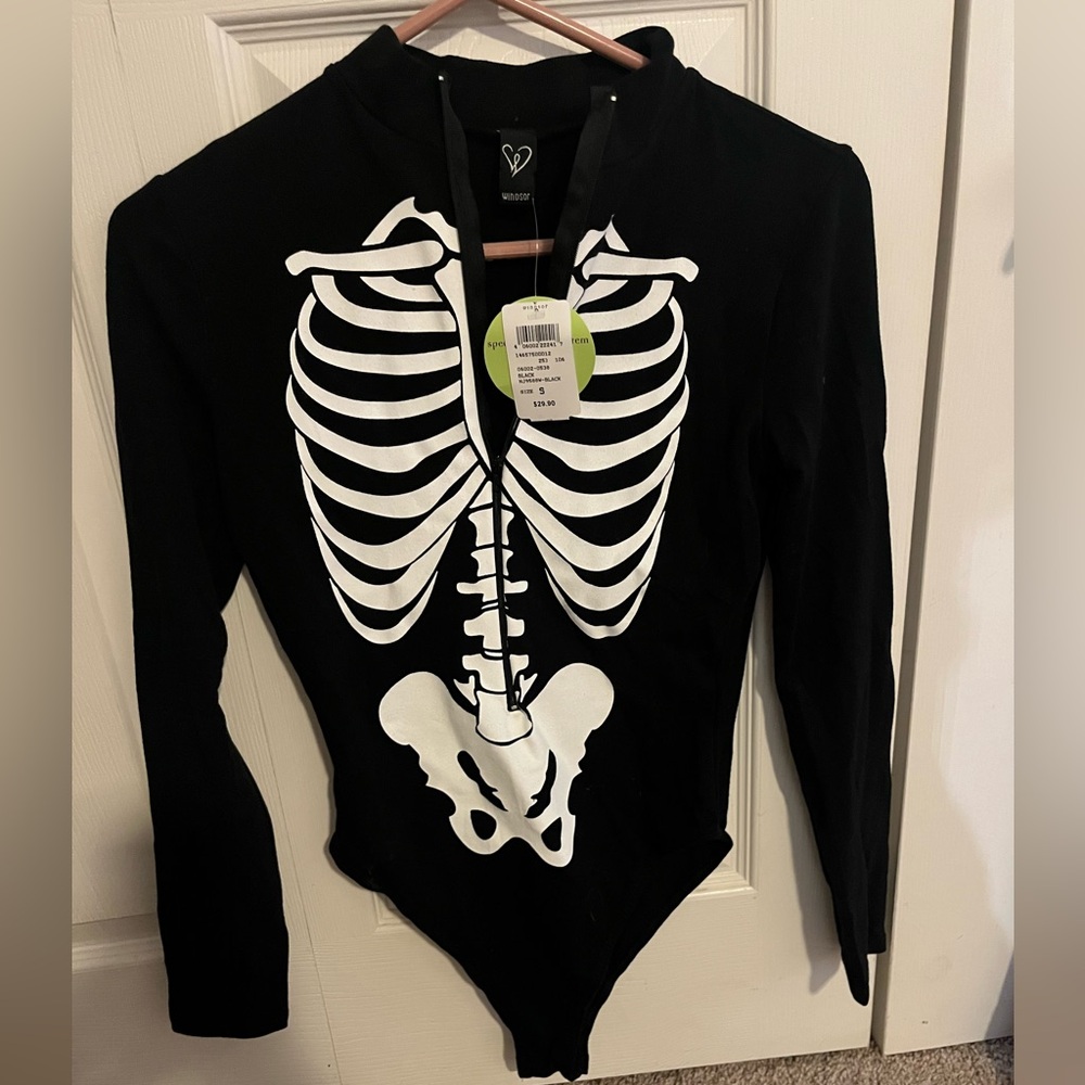 Skeleton Halloween Bodysuit and matching tights.